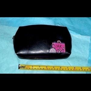 Mary Kay cosmetic make up bag pouch black + pink zip up